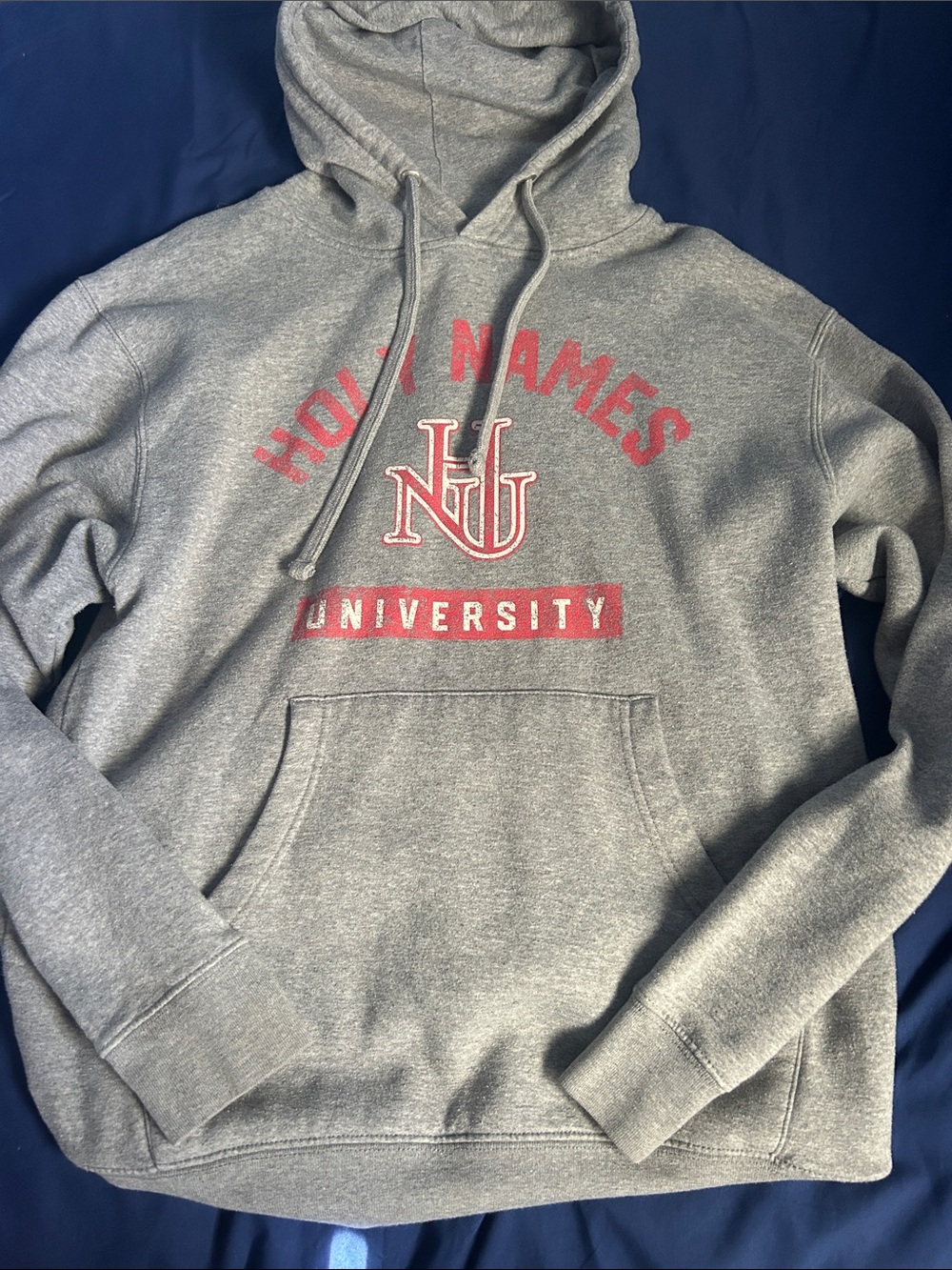 Gray Crewneck Hoodie with Holy Names University Logo